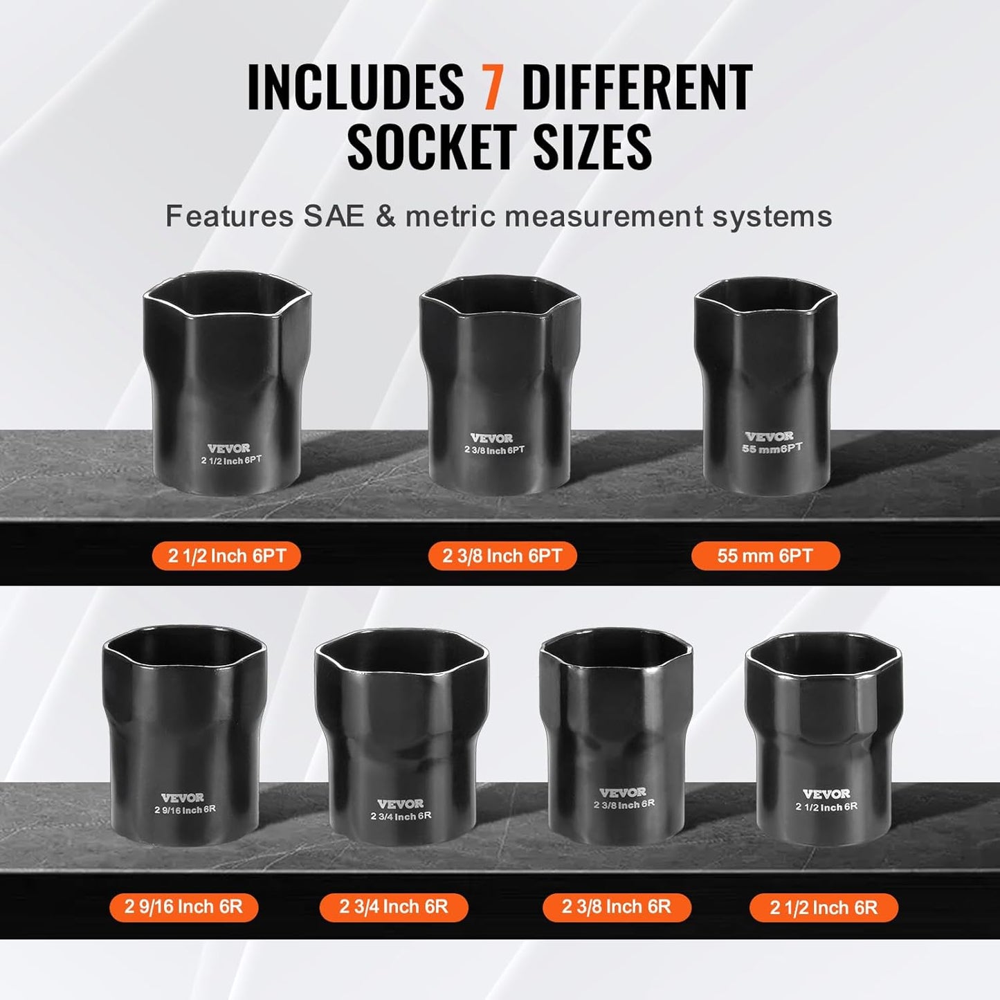 Wheel Bearing Locknut Socket Set - Remove and Install Wheel Bearing Lock Nuts 1/2 Inch Drive 7 Piece SAE and Metric 6-Point Socket with Storage Case for Ford, Dodge, and Toyota Vehicles