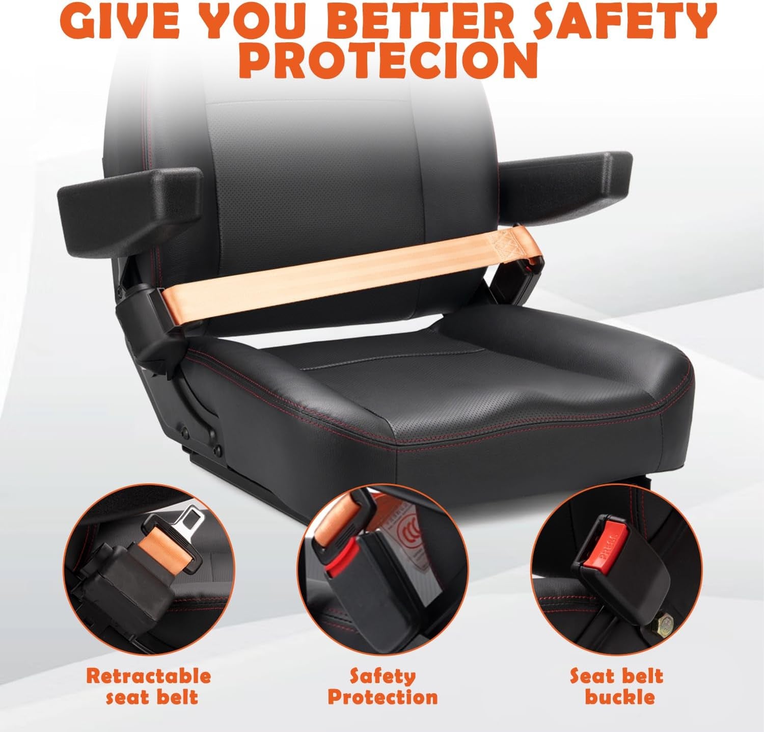 Universal Forklift Seat,Tractor Seat,With Micro Switch,Armrest and Safety Belt,For Tractor,Mower,Skid Loader,Telehandler,Backhoe,Excavator Dozer…