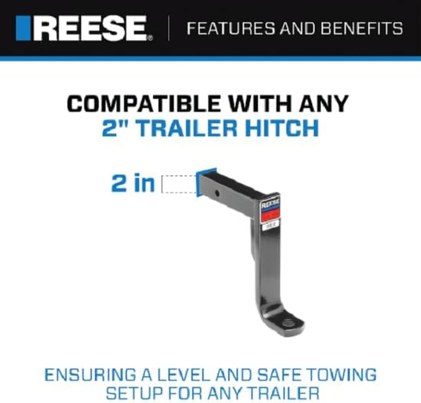 Towpower 21348 Trailer Hitch Ball Mount, Fits 2 Inch Square Receiver, 11 Inch Drop, 9.75 Inch Rise, 5,000 Lbs. Capacity, Black