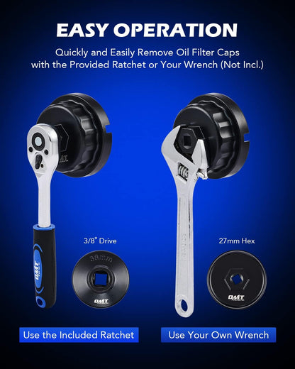 Oil Filter Wrench Set, 10Pc Oil Filter Socket Set, 3/8" Drive Metric Oil Filter Cap Wrench Removal Tool Kit, Low Profile Oil Filter Socket Set Compatible with Toyota VW BMW Mercedes