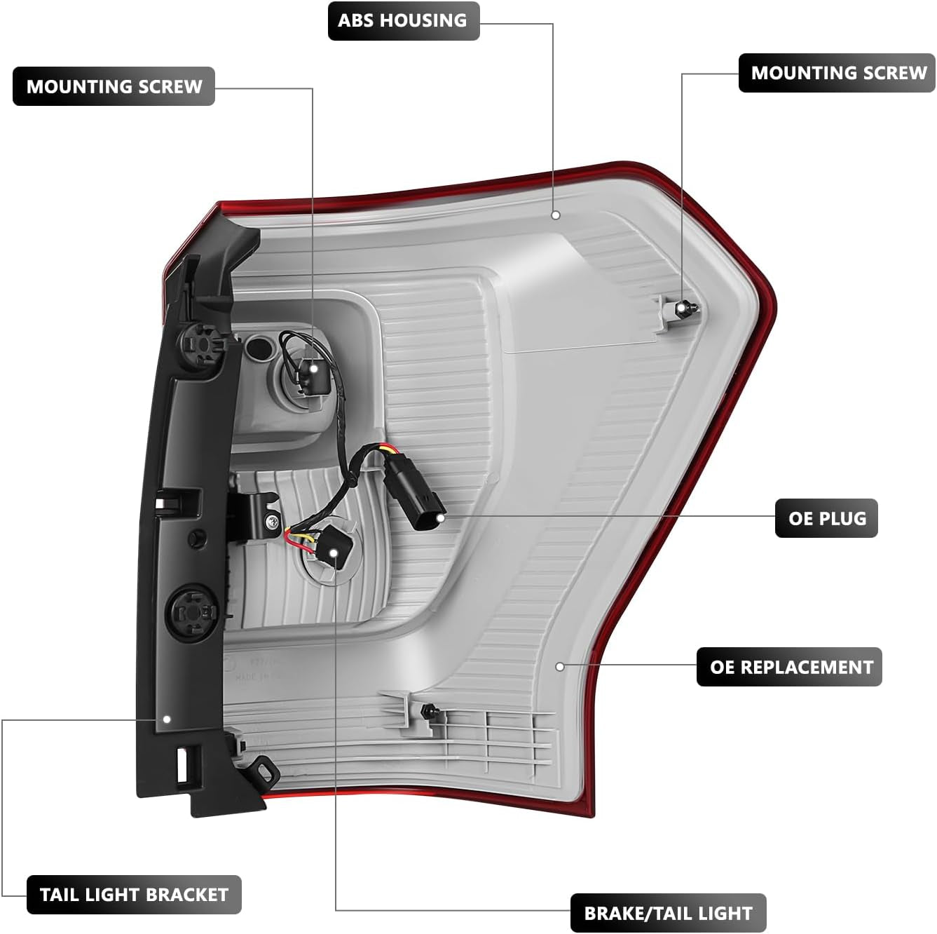 OE Style Rear Left Taillight Assembly Tail Lamp Compatible with Ford Expedition 2018-2021, FO2800271, JL1Z13405G, OEM-TL-041-L