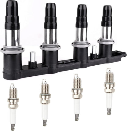 UF620 Ignition Coils Pack & 4PCS Iridium Spark Plugs Compatible with Chevy Cruze Sonic Aveo Aveo5 Pontiac G3 2011 2012-2018 1.6L 1.8L L4 Coil Pack Replace#90919-02247,C1646,5C1703,96476983