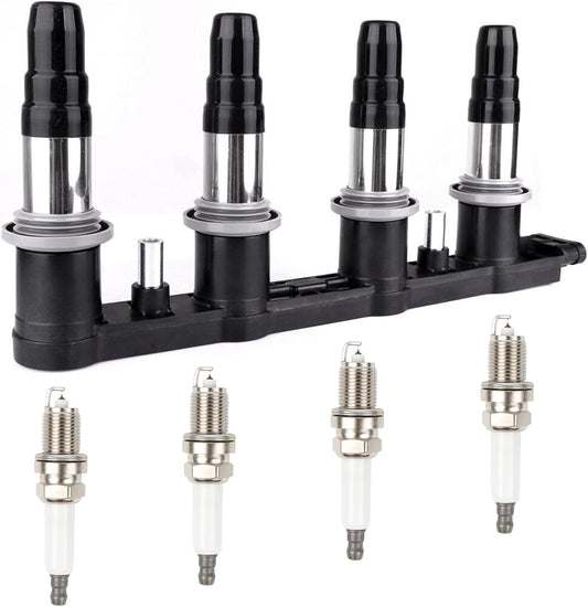 UF620 Ignition Coils Pack & 4PCS Iridium Spark Plugs Compatible with Chevy Cruze Sonic Aveo Aveo5 Pontiac G3 2011 2012-2018 1.6L 1.8L L4 Coil Pack Replace#90919-02247,C1646,5C1703,96476983