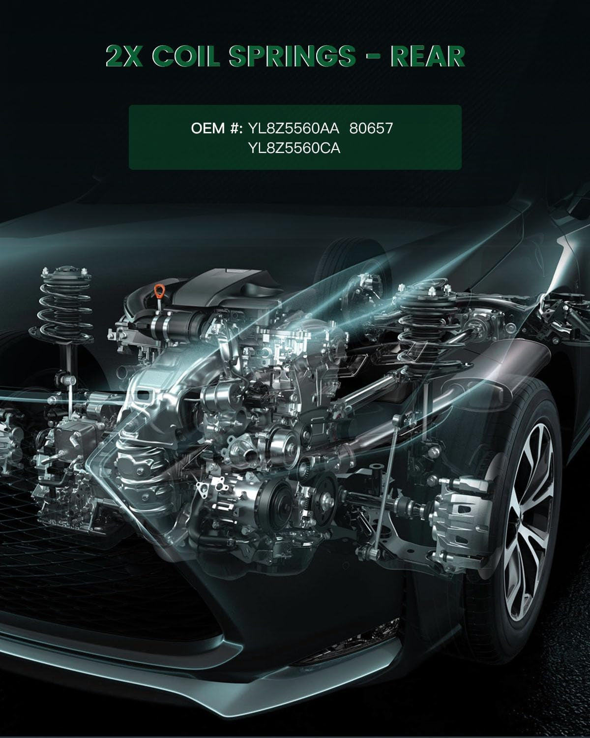 YL8Z5560AA Coil Springs, 2Pcs Rear Suspension Coil Springs Set Compatible with 2001-2012 for Ford for Escape, 2001-2006 2008-2011 for Mazda for Tribute, 2005-2011 for Mercury for Mariner