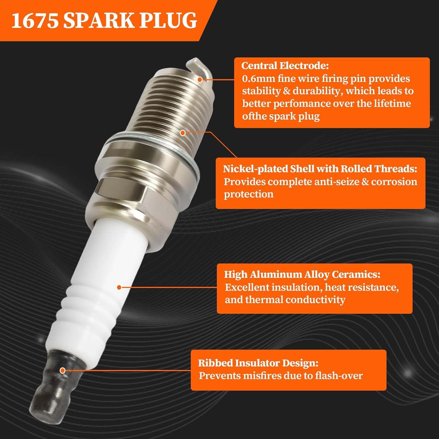 UF-669 Ignition Coil Pack and 1675 Spark Plugs Fit for Chevy Cruze Turbo 2011-2015, Sonic Turbo 2012-2020, Trax Turbo 2014-2020, Volt 2011-2015, Buick Encore, L4 1.4L, Replaces 55575499 55577898