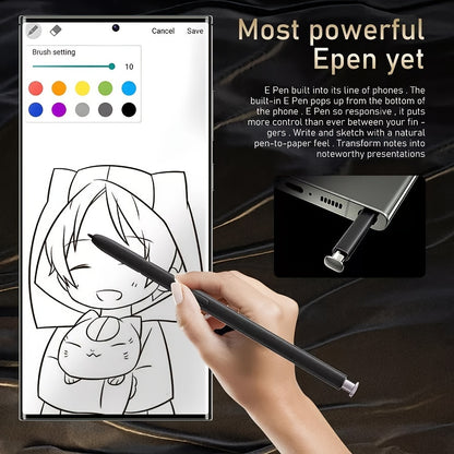 8GB+256GB Ultra C24 5G Android Smartphone - Experience Stunning 6.8" Display, Capture Life with 50MP+13MP Camera, Enjoy Long-Lasting 6800mAh Battery, Dual SIM Convenience, Built-in Stylus Pen, Advanced Face ID, Unlocked for G