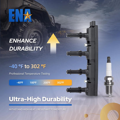 UF669 Ignition Coil Pack and 3068 Iridium Spark Plugs for 1.4L Compatible with Buick Encore Chevy Cruze Sonic Trax 2011 2012 2013 2014 2015 2016 2017 2018 2019 2020 for D521C 55577898 55579072