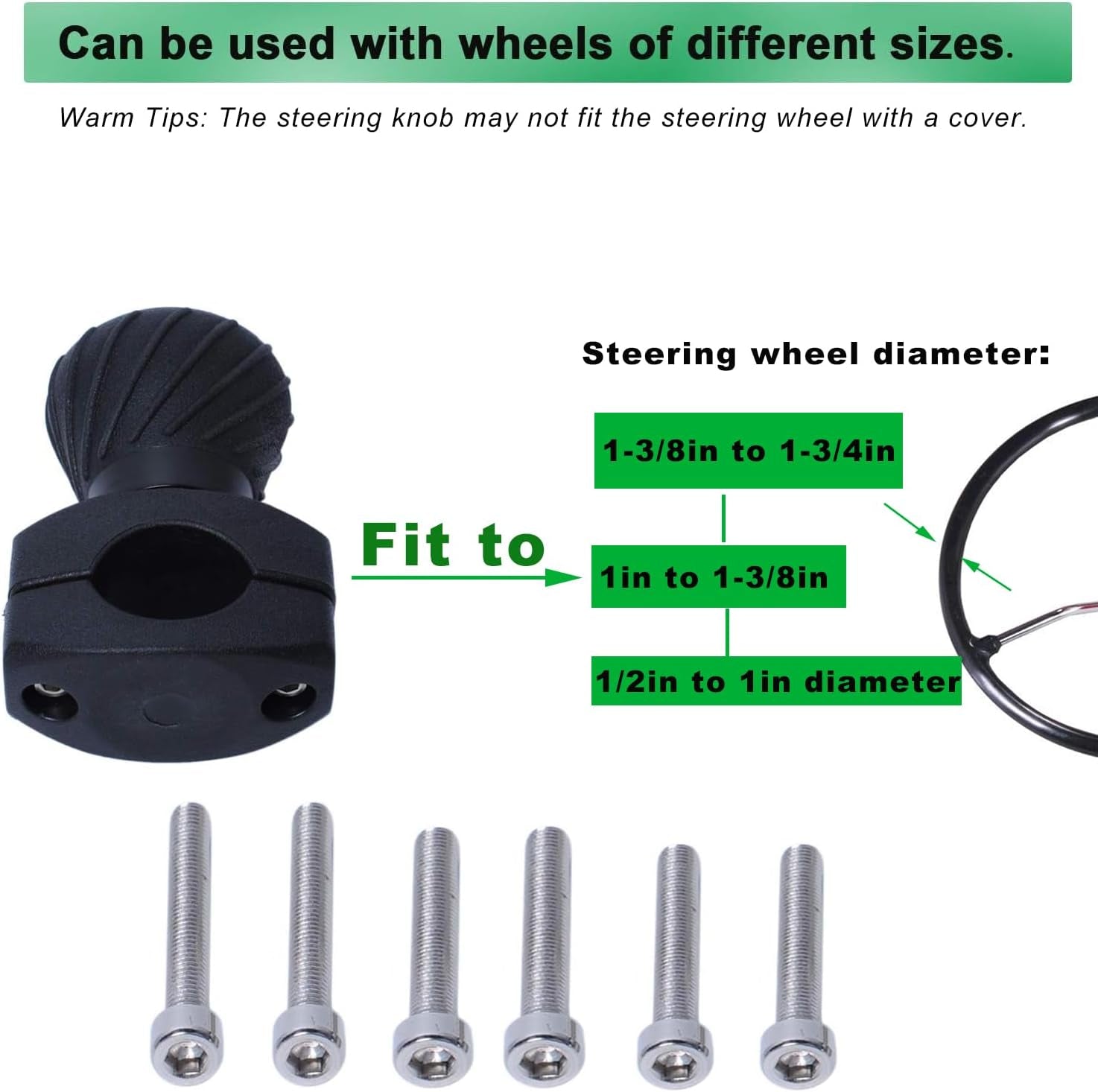 𝙎𝙩𝙚𝙚𝙧𝙞𝙣𝙜 𝙒𝙝𝙚𝙚𝙡 𝙎𝙥𝙞𝙣𝙣𝙚𝙧 𝙆𝙣𝙤𝙗𝙨 for Kubota Jo-Hn Dee-Re Tractors, Cars, Trucks, Mowers, Forklifts, Universal Spinner Knob Steering Wheel Ball Knob