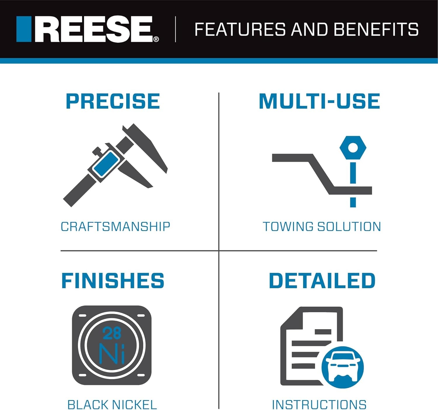 Towpower 7039200 Trailer Hitch Ball Mount, 2 Inch Square Receiver, 2 Inch Drop, 6,000 Lbs. Capacity, Includes 2 Inch Trailer Ball, Black Nickel