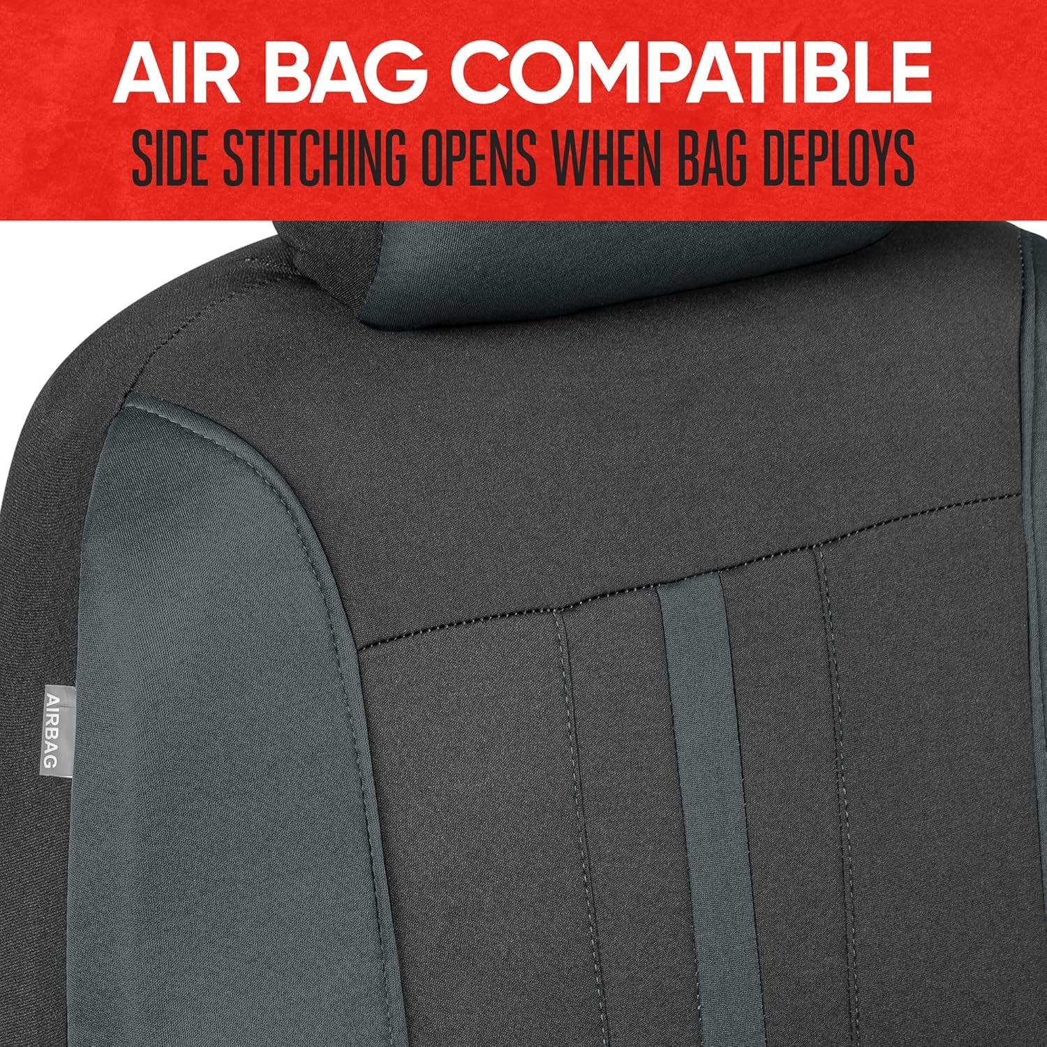 Omnifit Seat Covers for Cars, Two-Tone Gray Car Full Set with Hooded Split Bench Cover, Interior Accessories, Automotive