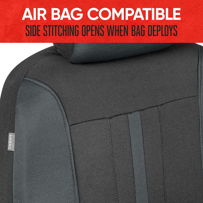 Omnifit Seat Covers for Cars, Two-Tone Gray Car Full Set with Hooded Split Bench Cover, Interior Accessories, Automotive