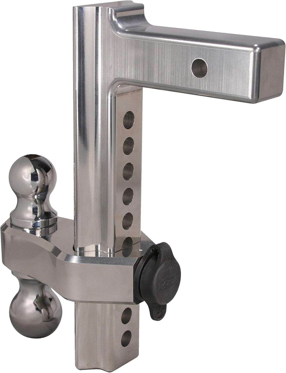 TRZ12AL 12" Premium Aluminum Adjustable Hitch with Dual Hitch Ball and T3 Receiver Lock