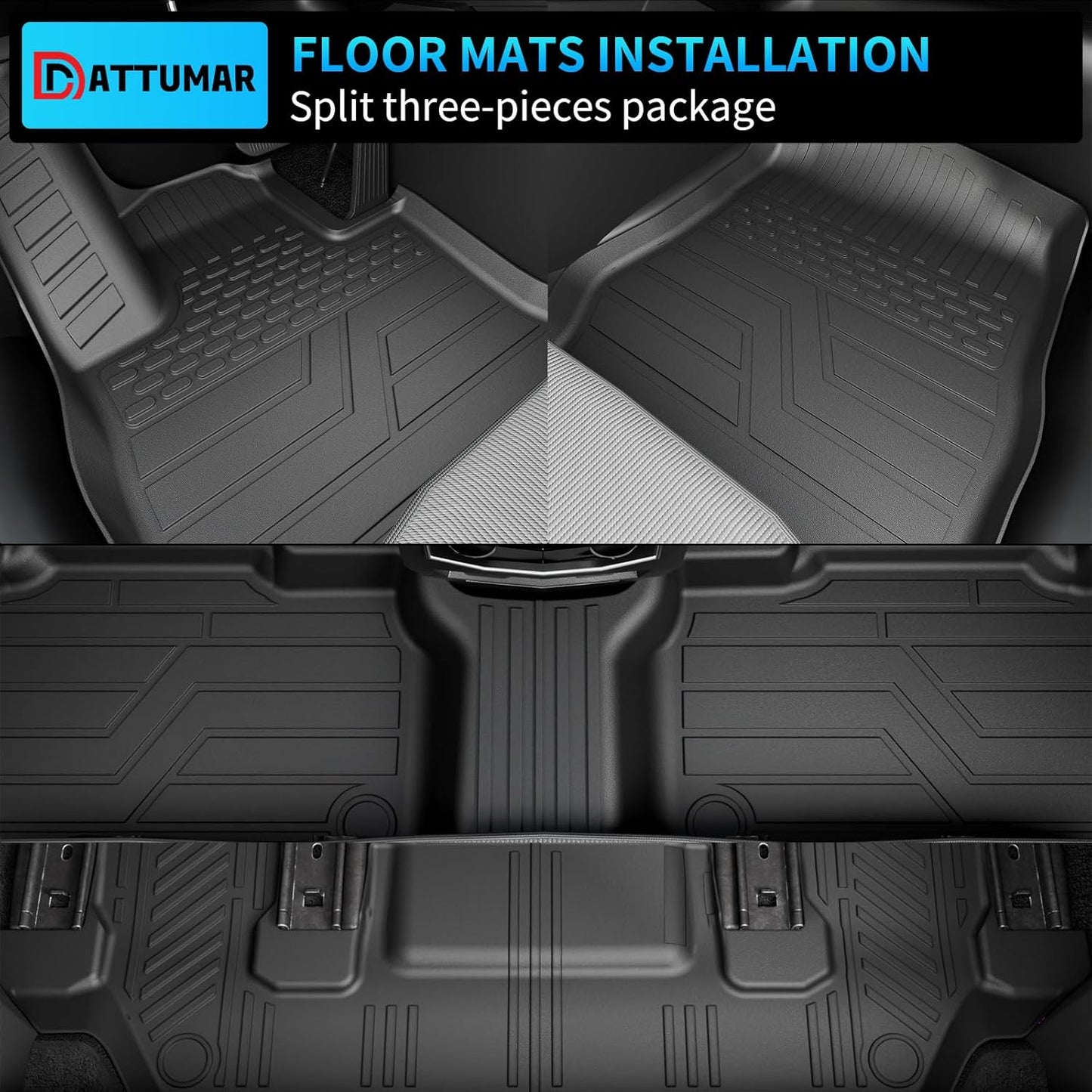 All-Weather Floor Mats and Cargo Liner Compatible with 2020-2025 Ford Explorer 6-Seater, Includes Upgraded Trunk Mat with Backrest Mat and Floor Mats, 2024 Explorer Accessories