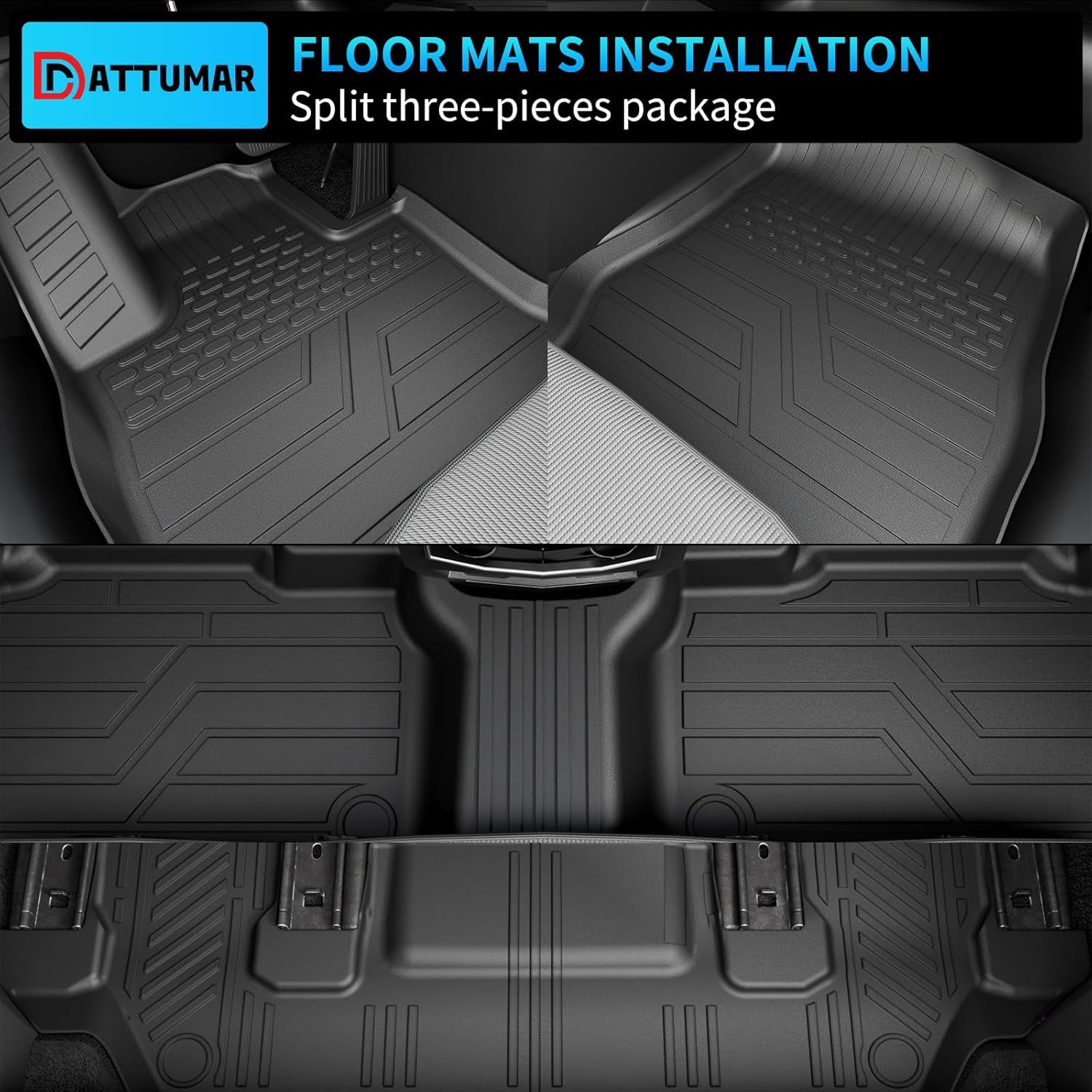 All-Weather Floor Mats and Cargo Liner Compatible with 2020-2025 Ford Explorer 6-Seater, Includes Upgraded Trunk Mat with Backrest Mat and Floor Mats, 2024 Explorer Accessories