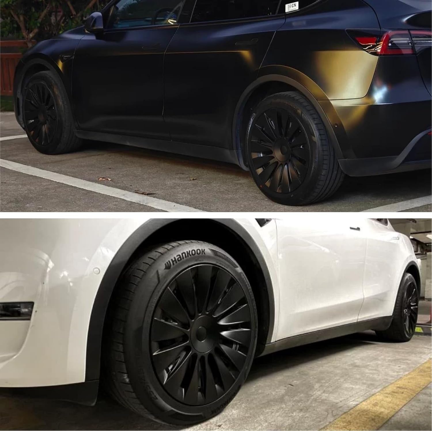 Wheel Cover Fits for Tesla Model Y 19Inch ABS Matter Black Hubcaps 4 PCS Gemini Wheel Covers Fit for Model Y 2020-2024 Replacement Induction Style Rim Protector