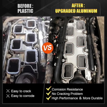 Upgraded Full Aluminum Engine Lower Intake Manifold with Gasket ＆ Engine Oil Filter Housing with Oil Cooler Sensors and Gaskets Compatible with Dodge Charger Challenger Journey Jeep Wrangler