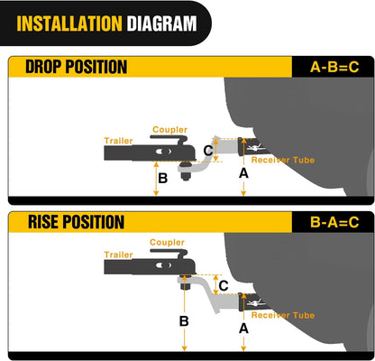 Trailer Hitch Ball Mount with 2-Inch Ball & 5/8" Hitch Pin Clip Fits 2-In Receiver 7500 Lbs 4" Drop,2 Years Warranty