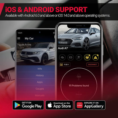 OBD2 Diagnostic Tool Scanner for Audi Seat Cupra Skoda Volkswagen BMW Mini Toyota (Android & Ios, Next Gen Device) (Ultimate Pack)