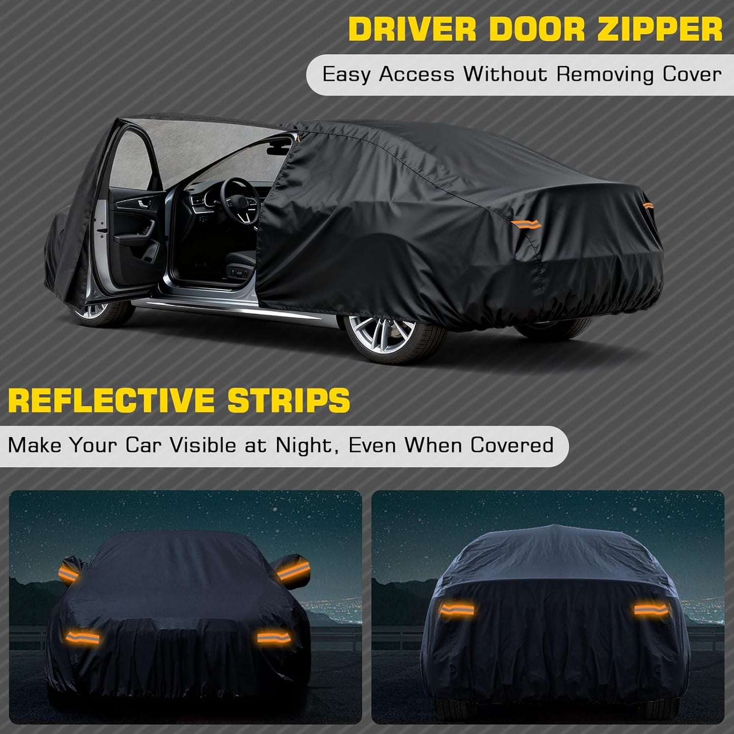 Waterproof Car Cover for Toyota Corolla, 6 Layers Covers with Cotton Liner and Zipper Door, All Weather Full Exterior Cover, Snow Rain Hail Dust Leaves Bird Droppings Protection