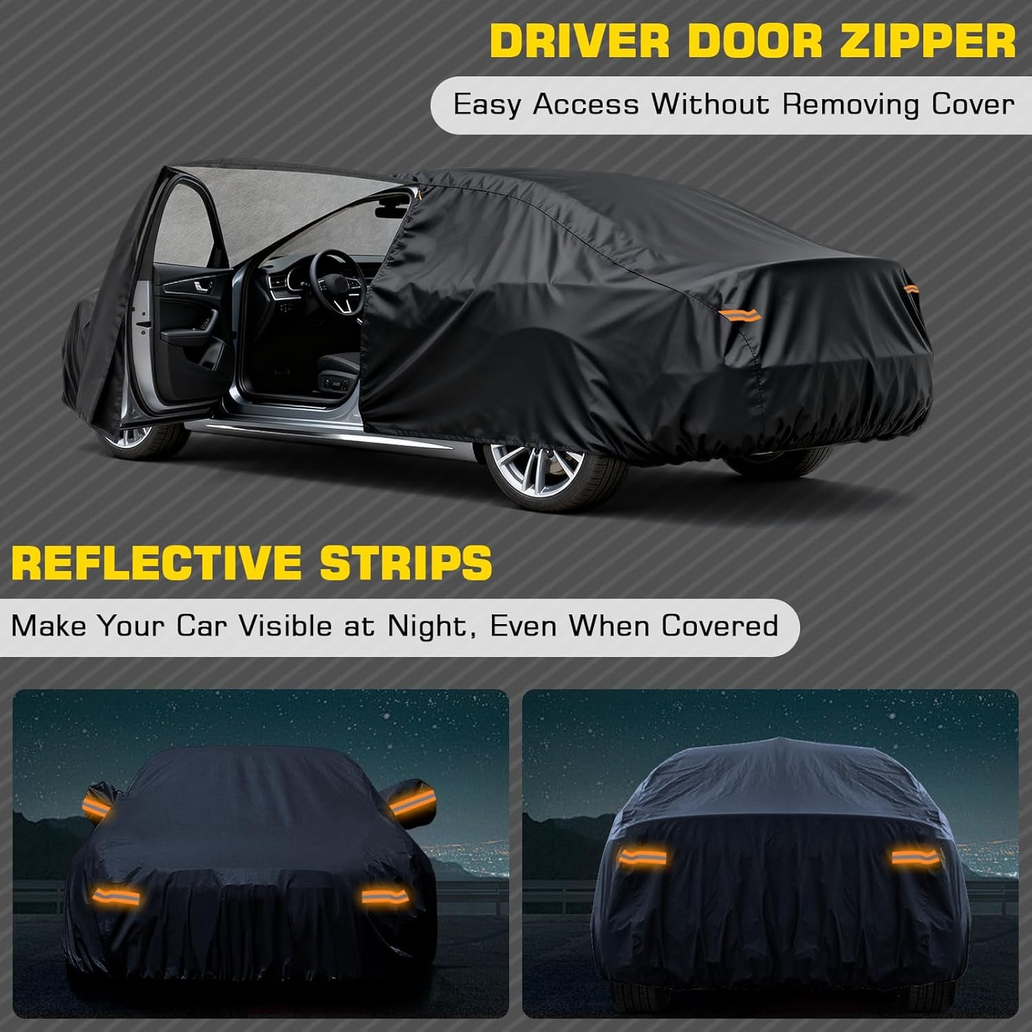 Waterproof Car Cover for Toyota Corolla, 6 Layers Covers with Cotton Liner and Zipper Door, All Weather Full Exterior Cover, Snow Rain Hail Dust Leaves Bird Droppings Protection