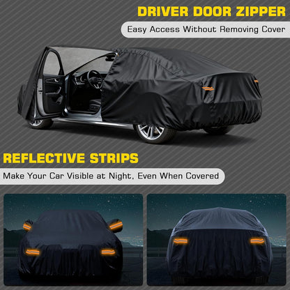 Waterproof Car Cover for Toyota Corolla, 6 Layers Covers with Cotton Liner and Zipper Door, All Weather Full Exterior Cover, Snow Rain Hail Dust Leaves Bird Droppings Protection
