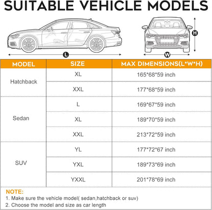 Waterproof SUV Car Cover: 6-Layer Protection from Rain, Snow, UV & Dust - Universal Fit up to 189 Inches with Zipper Door & Windproof Straps for Outdoor, Garage, Travel Use, Silver