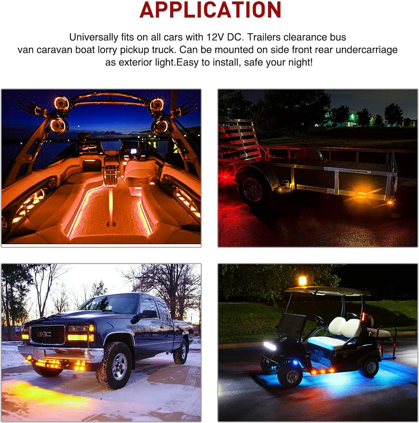 TL-03 10 PCS 3/4” round Clearance LED Front Rear Side Indicator Bullet Marker Light for Truck RV Car Bus Trailer Van Caravan Boat (12V, Amber)