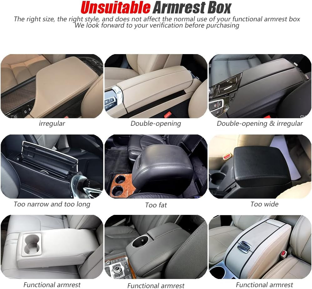 [Upgraded] Car Center Console Cover with 2 Storage Bags - Premium Nappa Leather Armrest Cover, Scratch & Wear Resistant, Waterproof Car Interior Accessories (Classic - Black)