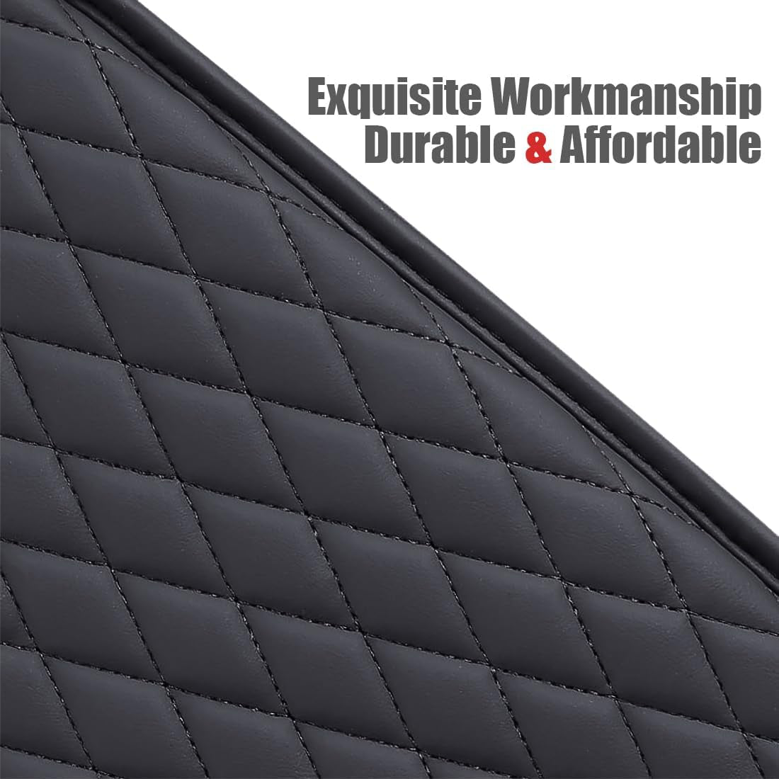 [Upgraded] Car Center Console Cover with 2 Storage Bags - Premium Nappa Leather Armrest Cover, Scratch & Wear Resistant, Waterproof Car Interior Accessories (Classic - Black)