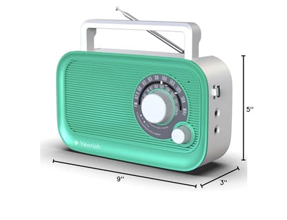 AM FM Radio with Best Reception, Bluetooth Speaker Portable Radio, DSP Plug in Wall,Battery Operated or AC Power with Headphone Jack, Large Tuning Knob for Home Kitchen Outdoor, Black