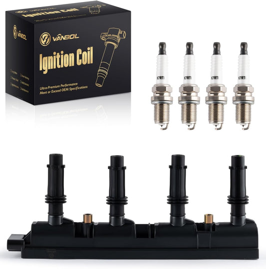 UF669 Ignition Coil Pack and 4 Iridium Spark Plug Compatible with Chevy Cruzer 2011-2016 Sonic Trax 15-21 Volt 11-15, Buick 2013-2021 Encore, 14-16 for Cadillac EL 1.4L L4 UF669 XP3922 55577898