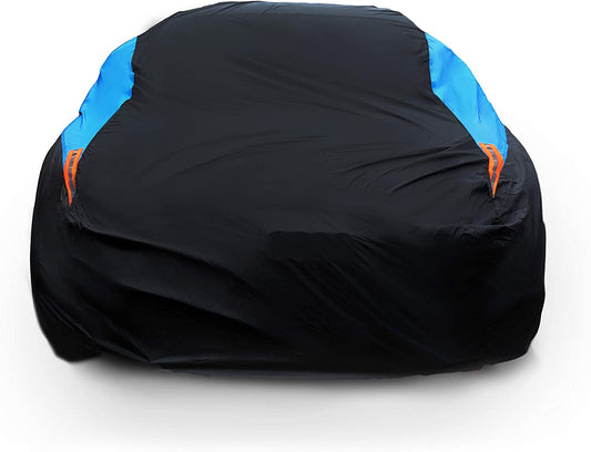 Waterproof Car Cover All Weather Snowproof UV Protection Windproof Outdoor Full Car Cover, Universal Fit for Sedan (Fit Sedan Length 194-206 Inch, Blue)