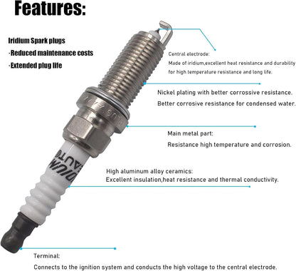 UF669 Ignition Coil and 1675 Iridium Spark Plugs Set of 4PCS Compatible with Buick Encore 2013-2022&Chevrolet Sonic 2012-2020/Trax 2015-2022/Cruze 2011-2019&Cadillac ELR 2014-2016 1.4L L4