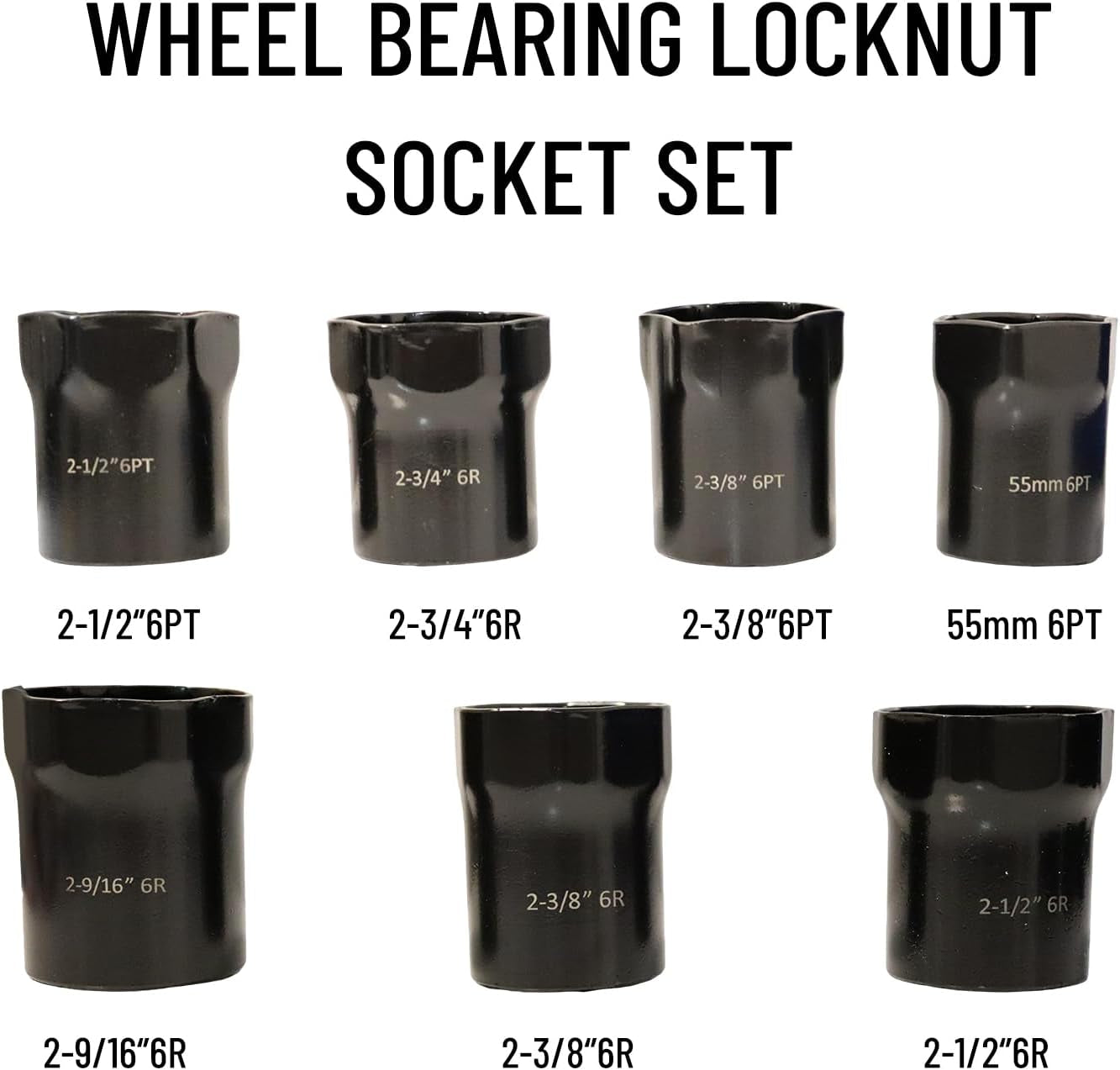 Wheel Bearing Locknut Socket Set 7 Piece Wheel Bearing Lock Nuts Removal and Installation Tool Kit 1/2 Inch Drive SAE and Metric 6-Point Axle Nut Socket Compatible with Dodge, Ford and Toyota