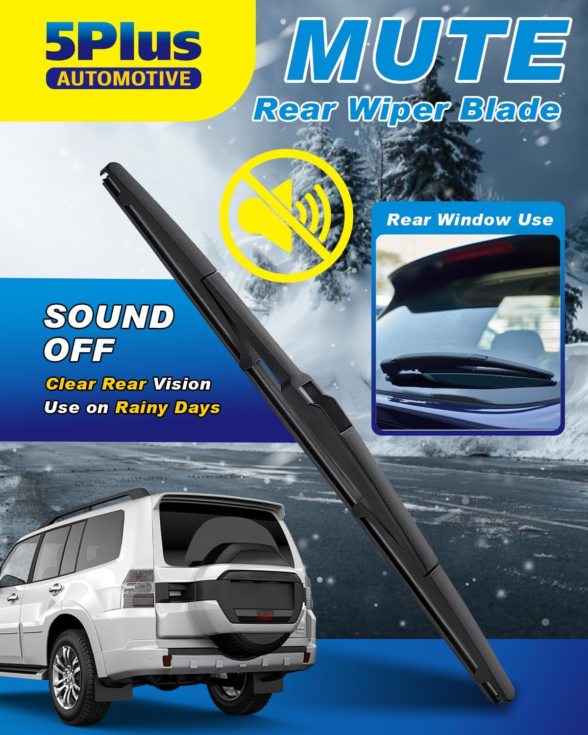 ® 14 Inch Rear Wiper Blade Replacement for Jeep Cherokee 2023-2017/Mazda CX-5 2013-2024 CX-9 2007-2023/Hyundai Tucson 2016-2020 Nexo 2021-2024/Chrysler Pacifica 2017-2024 Mute OEM Quality