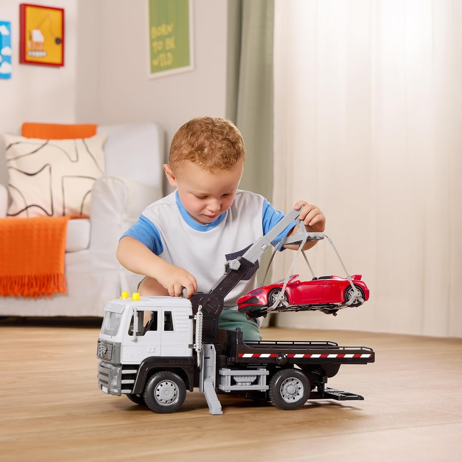 – Toy Tow Truck for Kids – Rescue Vehicle Toy – Lights & Sounds – Movable Parts – 3 Years + – Tow Truck, 20 Inches