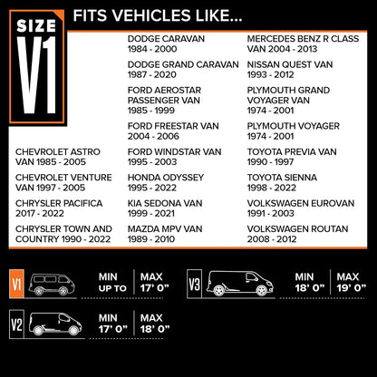 VB-1 Lite Van Cover Indoor, Dustproof, UV Resistant Van Cover Fits Mini Vans up to 216” L X 60" W X 60" H, Gray, Size V1: Fits up to 18'