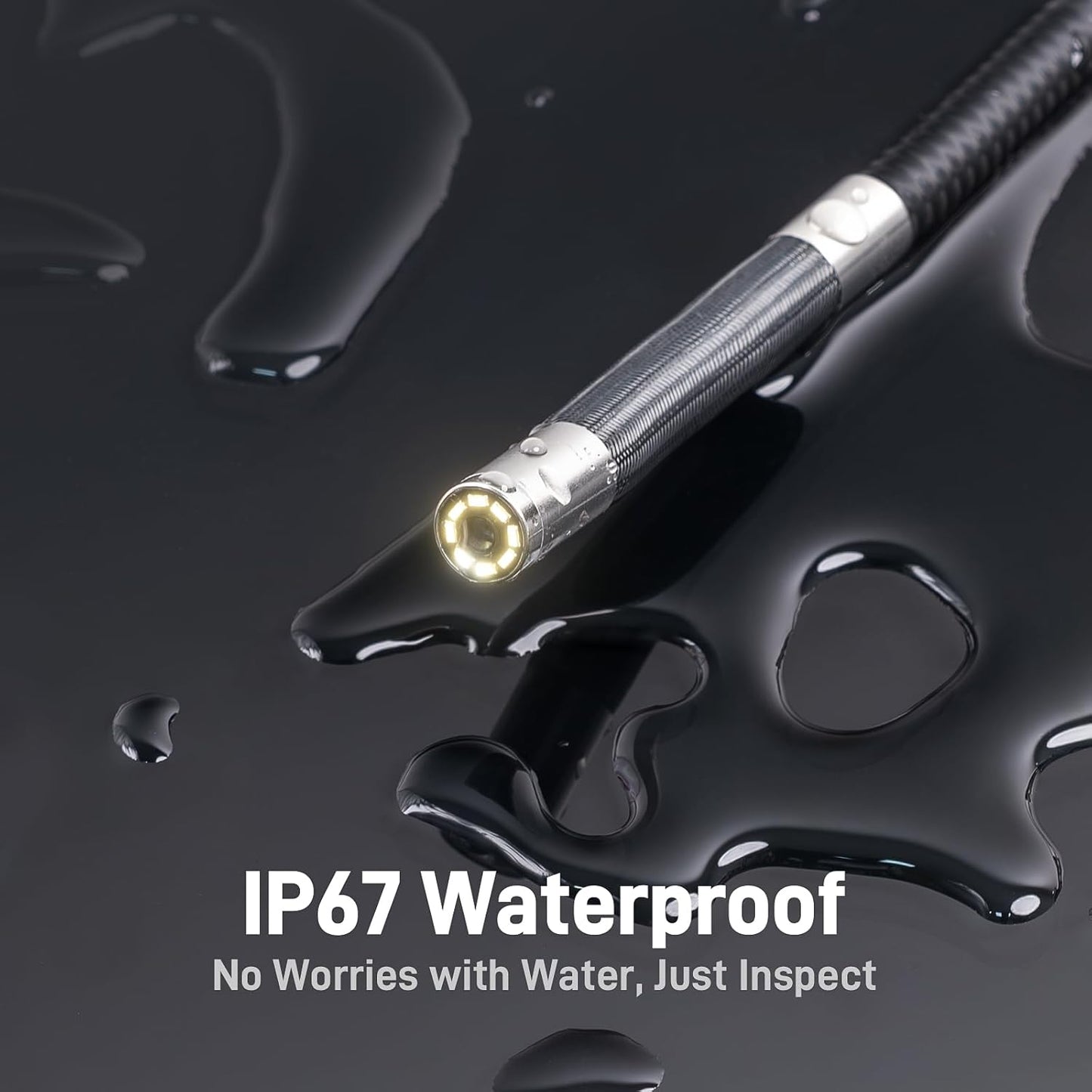 Two-Way Articulating Borescope with Light, Industrial Endoscope Inspection Camera with Articulated Probe, Flexible Mechanic Fiber Optic Snake Scope Cam for Wall Automotive Engine Inspect-5Ft