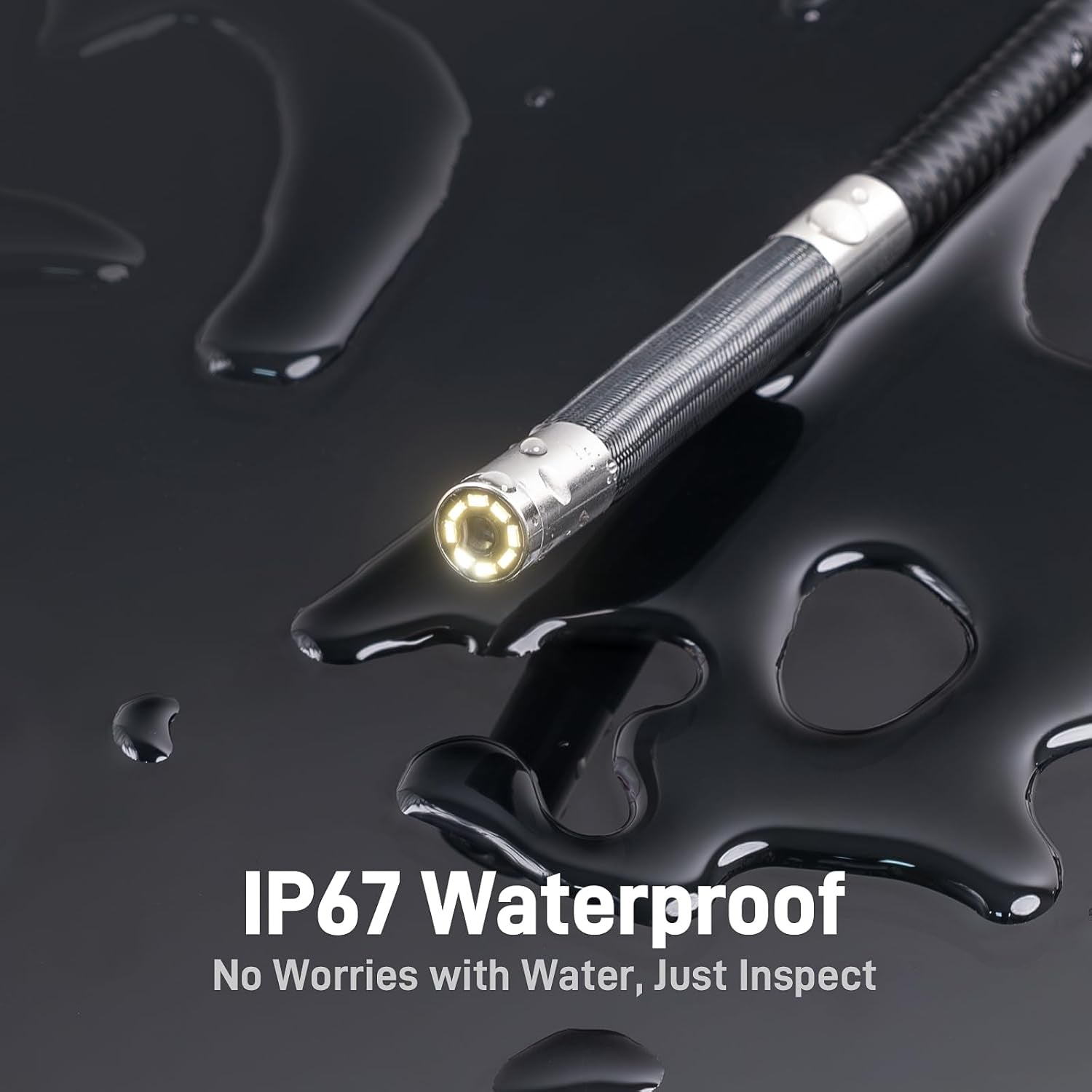 Two-Way Articulating Borescope with Light, Industrial Endoscope Inspection Camera with Articulated Probe, Flexible Mechanic Fiber Optic Snake Scope Cam for Wall Automotive Engine Inspect-5Ft