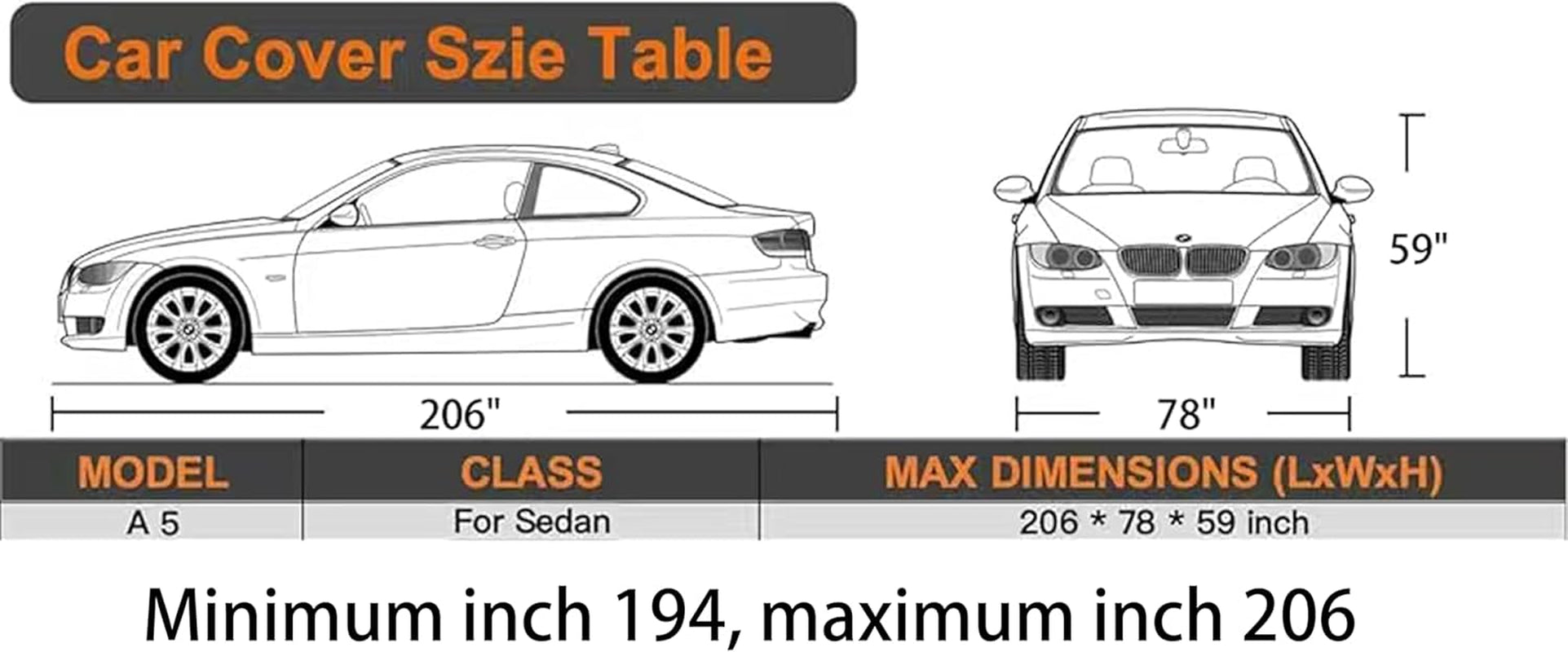 Waterproof Car Cover All Weather Snowproof UV Protection Windproof Outdoor Full Car Cover, Universal Fit for Sedan (Fit Sedan Length 194-206 Inch, Blue)