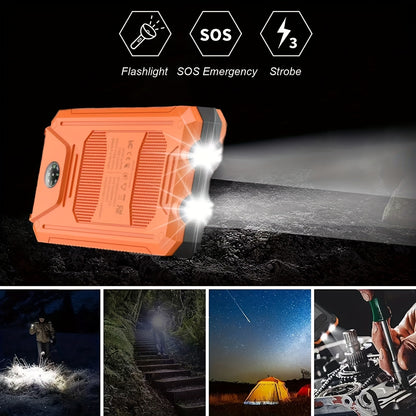 20000mAh Solar Powered Power Bank with Flashlight/USB/Type-C/Micro-Interface/G Compass, Suitable for Mobile Digital Electronics Devices, Durable and Long-lasting, Travel Camping, LED Flashlight, Climbing Buckle. Portable Sola