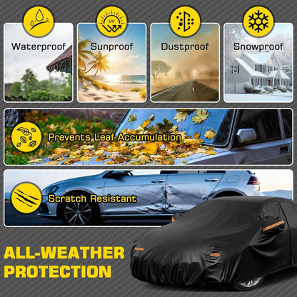 Waterproof Car Cover for Toyota Corolla, 6 Layers Covers with Cotton Liner and Zipper Door, All Weather Full Exterior Cover, Snow Rain Hail Dust Leaves Bird Droppings Protection