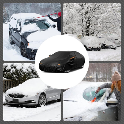 Waterproof Car Cover for Toyota Corolla, 6 Layers Covers with Cotton Liner and Zipper Door, All Weather Full Exterior Cover, Snow Rain Hail Dust Leaves Bird Droppings Protection