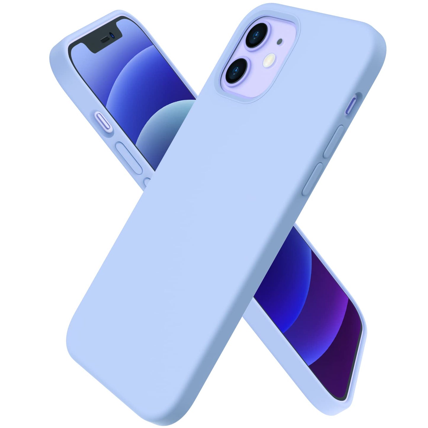 ORNARTO Compatible with iPhone 12 Case, Compatible with iPhone 12 Pro Case, Slim Liquid Silicone 3 Layers Full Covered Soft Gel Rubber Phone Case Cover 6.1 inch-White