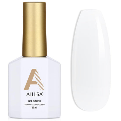 AILLSA Milky Pink Nude Gel Nail Polish, 15ml Translucent Soak Off UV LED Light Cure Gel Polish, Long Lasting for French Nail Art Salon DIY Manicure at Home