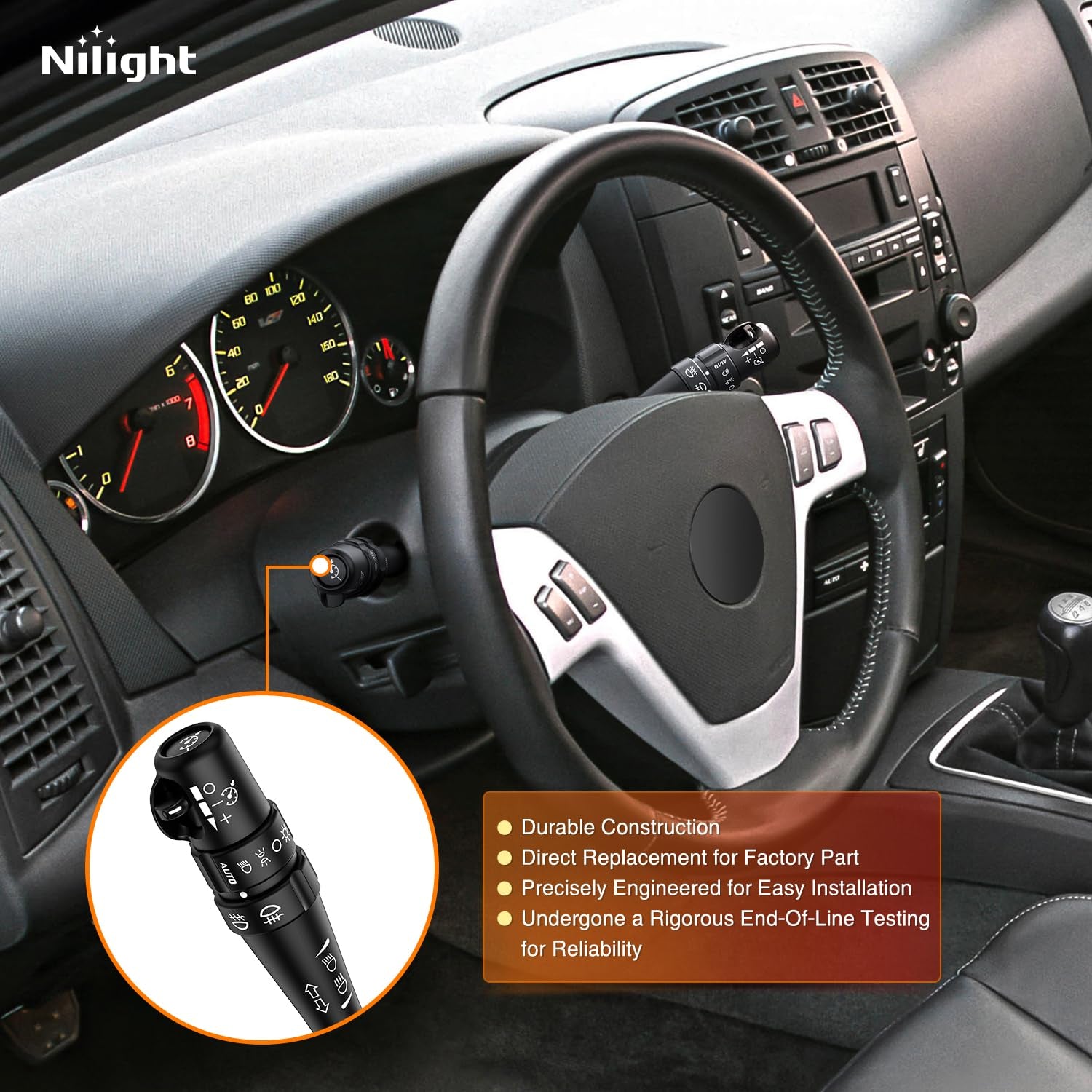 Turn Signal Switch Compatible with 2004 2005 2006 2007 Cadillac CTS 2004 2005 2006 Cadillac SRX W/Fog Lights Windshield Wiper Combination Dimmer Lever Switches with Cruise Control