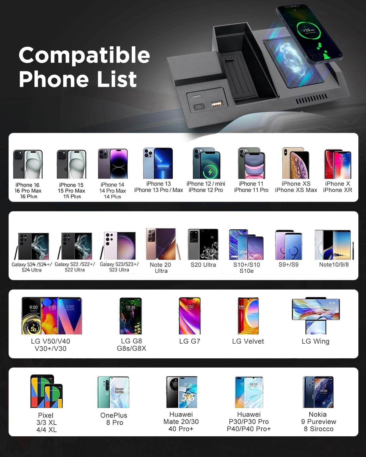 Wireless Car Charger for Mazda CX5 CX-5 2017-2025 Center Console Accessories, Wireless Phone Charging Pad for Mazda CX5 2017 2018 2019 2020 2021 2022 2023 2024 2025