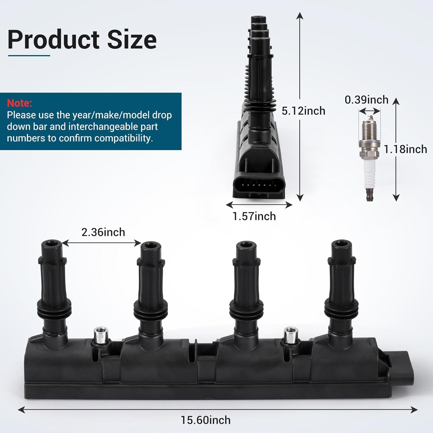 UF669 Ignition Coil Pack and 4 Platinum Spark Plugs 2667 Compatible with 2011-2020 Chevrolet Chevy Cruze Limited Sonic Trax Volt Cadillac ELR Buick Encore L4 1.4L