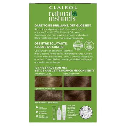 Natural Instincts Demi-Permanent Hair Dye, 6C Light Brown Hair Color, Pack of 3