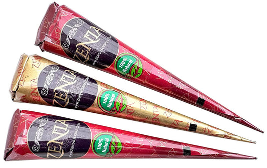 (Pack of 3) 100% Natural Henna Hair Color Paste Hair Dye Cones Dark Reddish-Brow